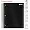 Better Office Products Spiral Notebook, 5-Subj, Blk Poly Cover, College Rule, 200 Shts W/4 Double-Sided Pkt Divs, 11inx85in 25781 - alternate 2